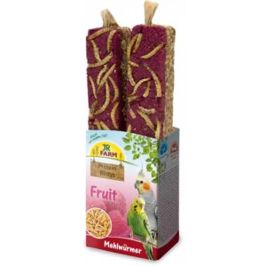 Barritas proteicas de bizcocho, fruta y gusanos